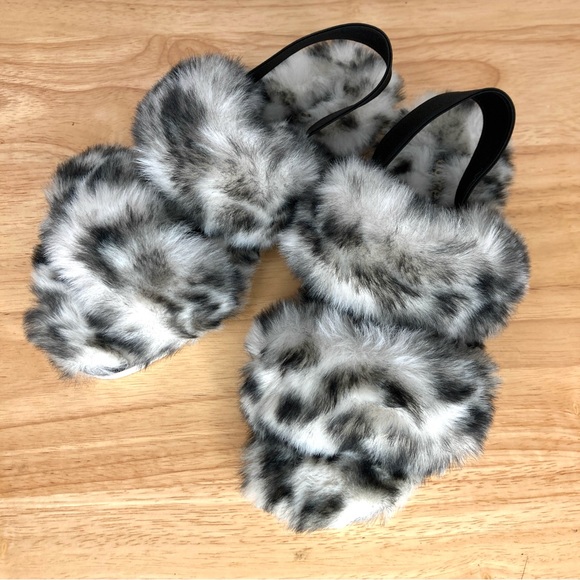New Dolce Vita Black/White Spotted Faux Fur Poochy Slingback Slippers Women's 6 - Picture 13 of 13